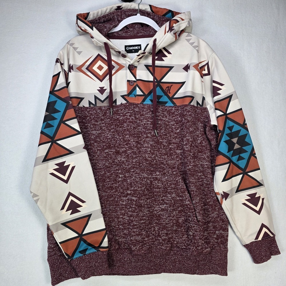 NICE! Hooey Southwestern Aztec Print Hoodie Mens Medium Pullover Western Rodeo